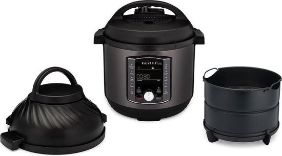 Instant Pot Pro Crisp 11-in-1 multicooker met airfryer 7,6L liter, 2 afneembare deksels, Snel onder druk koken,Slow cooking, Sauteren, Stomen, Sous vide, Warmhouden, Snel frituren, Braden, Bakken, Roosteren, Drogen