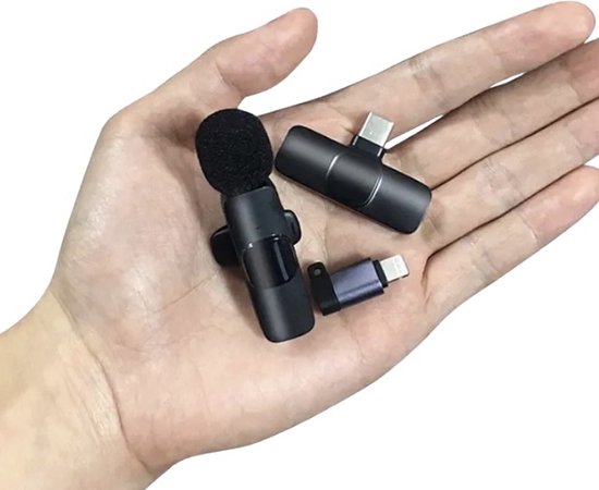 KimDo - Draadloze telefoon microfoon - USB-C - Voor ipad, samsung, apple - Voor Laptops & Android - Vlog microfoon - Bluetooth - Draadloze Microfoonset - Dasspeld - Lightning