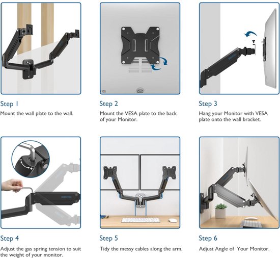BONTEC - Muurbeugel voor 2 monitoren