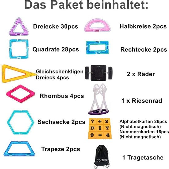 Condis - Magnetische bouwstenen - Leerzame bouwblokken met magneet voor kinderen