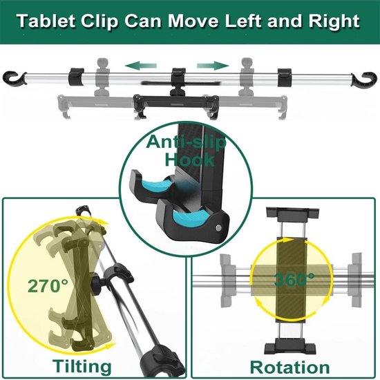 tablethouder autohoofdsteun voor 4,7-12,9" iPad-smartphone, tablethouders in de middelste autoachterbank, kindertablet op de achterbank autohouder voor , Fire HD enz.
