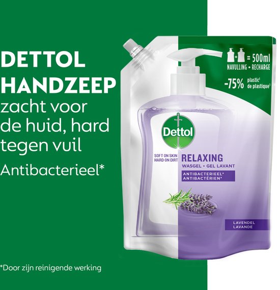 Dettol - Handzeep - Antibacterieel - Navulling Relaxing Lavender - 12x 500ML - Voordeelverpakking