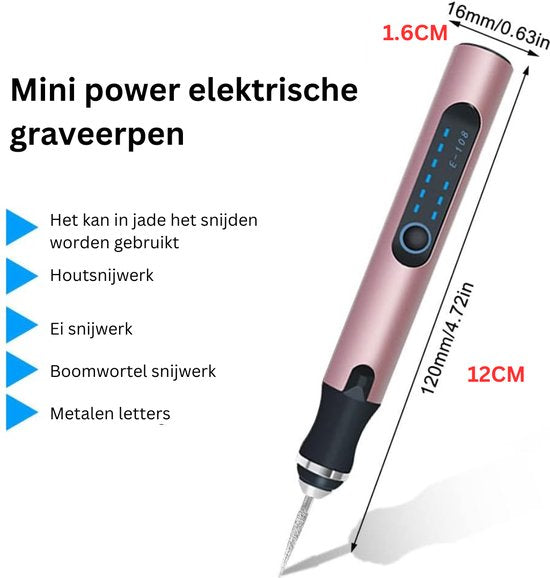 USB Graveerpen - Oplaadbare Mini Graveur met Graveeraccessoires voor Hout graveer set - 5000-18000 tpm - 20 Diamond Burr Bit