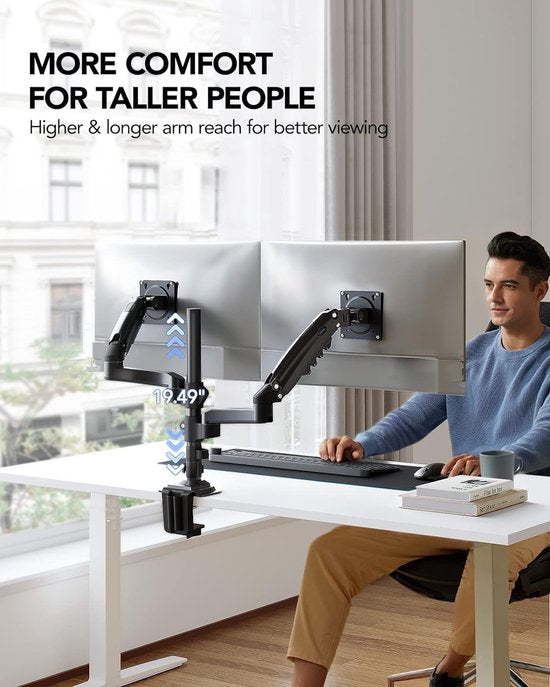 HUANUO Dubbele Monitorsteunen Pasvorm - 13"-32" - LCD/LED scherm - Twin 360 ° - Rotatie