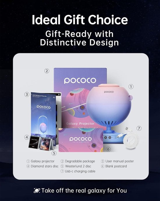 POCOCO Galaxy Lite Star Projector, Starry Sky Projector Home Planetarium Night Light Lamp Baby Kids Room Decoration Galaxy Projector for Party Birthday Christmas Gift