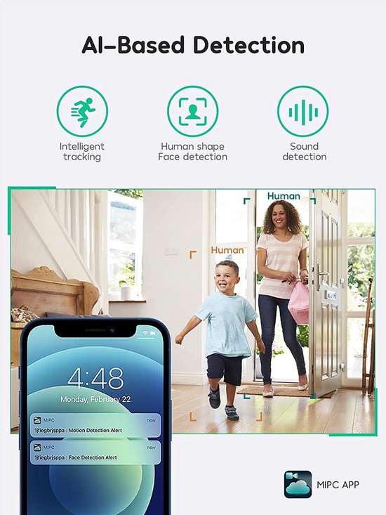 Winees Baby Surveillance Camera, 1080P WiFi Surveillance Camera, Indoor IP Camera with Two-Way Audio and Night Vision, Surveillance Camera, Support Motion Detection, App Control with Alexa, Google Home