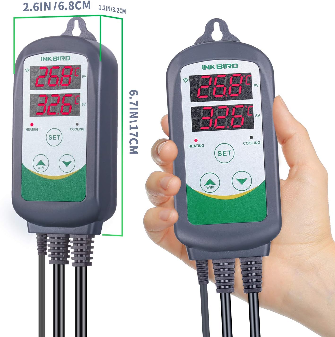 Inkbird ITC-308-WIFI Thermostat Socket Heating Cooling Temperature Regulator with Probe 2 Relay 220 V for Brewer