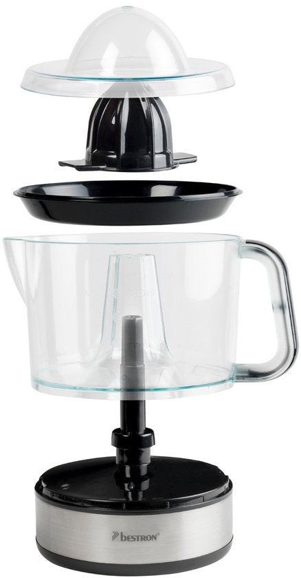 Bestron Citruspers Elektrisch - ACJ350Z - 40W - Incl. 2 perskegels, aromadeksel, sap reservoir - 0,7 Liter - Zilver