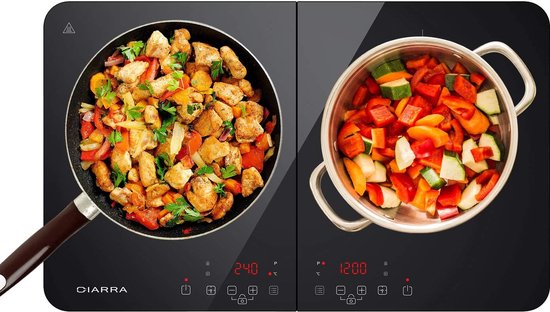 Ciarra CBTIH2 -Dubbel Inductiekookplaat - Draagbaar - 10 Temperatuurniveau's - Touchscreen - Veiligheidsslot