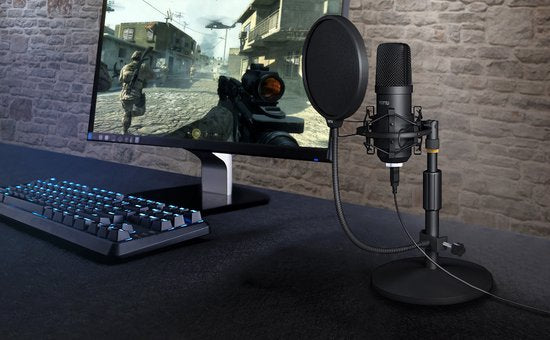 YOTTO USB-microfoon, 192 kHz/24 bits, condensator, pc, laptop, professionele podcast microfoonsets voor radio, opname, YouTube, podcasts UVM met popbescherming, microfoonstandaard, schokbevestiging