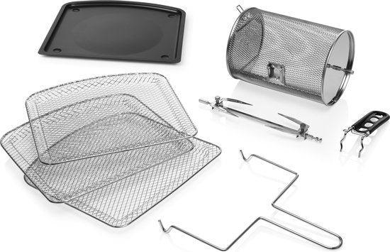 Princess Airfryer Oven DeLuxe 182075 - Heteluchtfriteuse - Extra groot 11 liter - PFAS vrij - 10 automatische programma's - RVS/Zwart