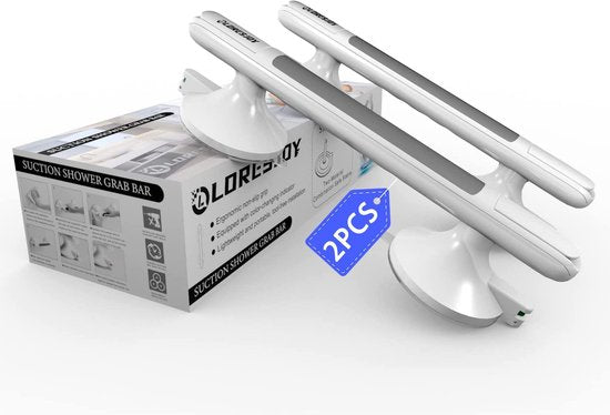 LORESJOY Handgrepen voor de badkamer met zuignap, veiligheidshandgreep voor mobiliteitsondersteuning, draagbare mobiliteitshulpmiddelen, veiligheidshandgreep met zuignapbevestiging, geen bevestigingen nodig, voor kinderen/ouderen/hulpmiddelen voor ge