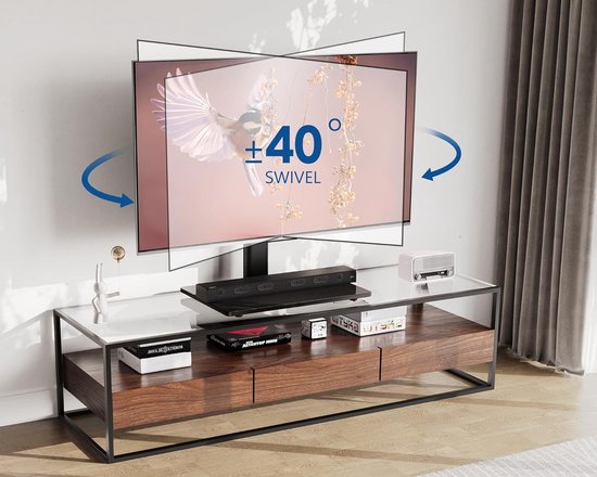 FITUEYES TV-standaard TV-standaard voor 32 tot 65 inch TV's in hoogte verstelbaar Max.VESA 400x600 TT105202GB
