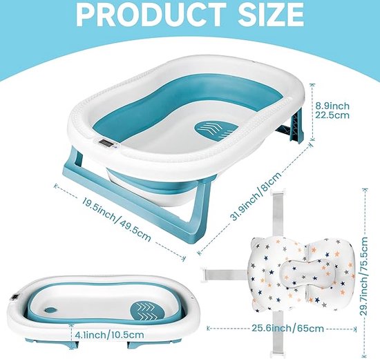 Opvouwbare babybadkuip, babykuip incl, kinderballen, babyhaarwasbeker, babybadkuip opvouwbaar