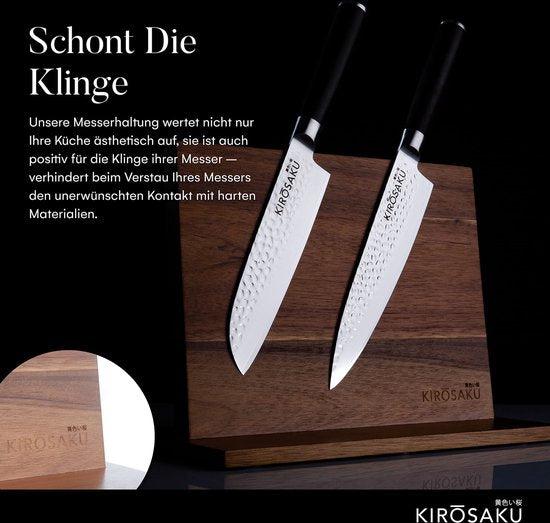 Kirosaku® Magneet Messenblok van Kitchtic, Acacia, Beschermt Lemmet, 31x22cm, Al Geleverd, Tijdloos Ontwerp, Messenhouder