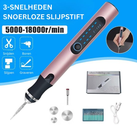 USB Graveerpen - Oplaadbare Mini Graveur met Graveeraccessoires voor Hout graveer set - 5000-18000 tpm - 20 Diamond Burr Bit