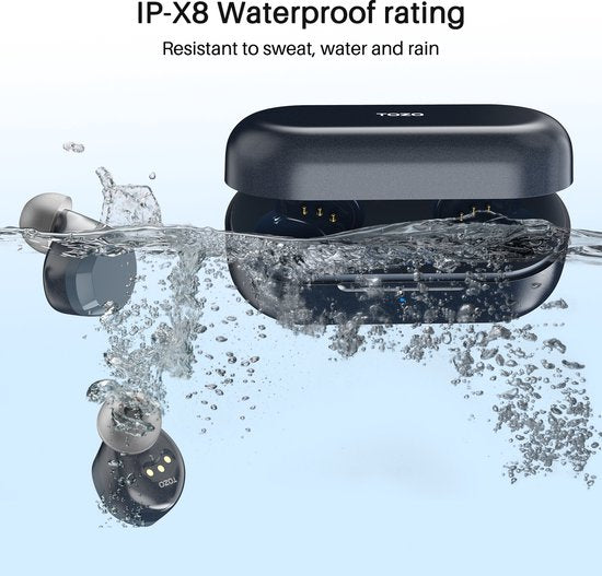 TOZO T12 Blauw - Draadloze oordopjes - Bluetooth oordoppen - Draadloze oortjes bluetooth sport - Draadloze Oortjes - Waterdichte oordopjes - Waterbestendig
