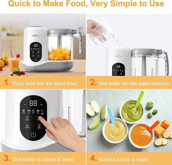 BEAR - 2024 Baby Food Maker - One Step Processor - Auto Cooking & Grinding