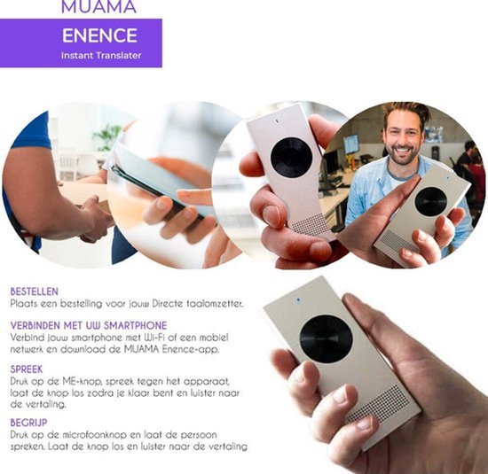 Enence Vertaalcomputer - Translator - Met App - Vertalen - Alle Talen Spreken - Stemvertaler - Two Way Language Translator - Reisvertaler