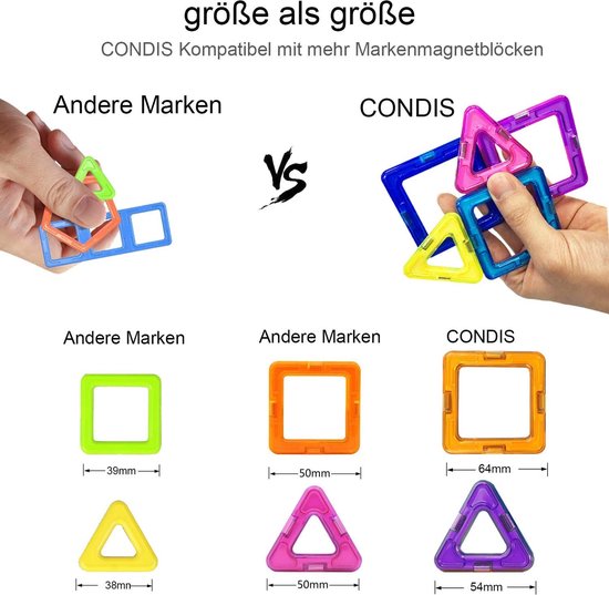 Condis - Magnetische bouwstenen - Leerzame bouwblokken met magneet voor kinderen