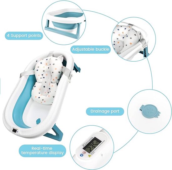 Opvouwbare babybadkuip, babykuip incl, kinderballen, babyhaarwasbeker, babybadkuip opvouwbaar