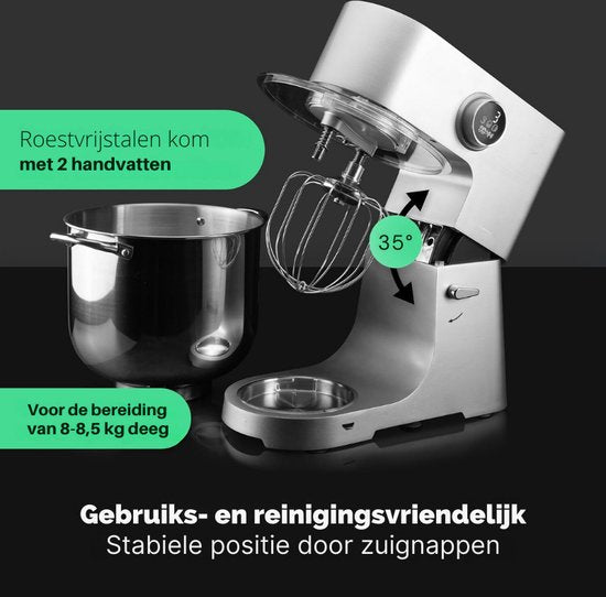 PC KM 1254 Keukenmachine Met XXL 12L Kom - Kneedmachine Met 2500W Longlife-Profi-Motor En LED-Display