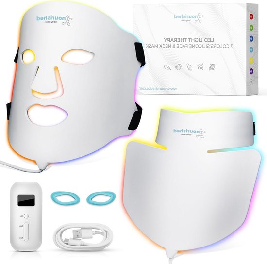 Nourished Bodynskin LED Masker - Lichttherapie voor gezicht en hals - 7 kleuren