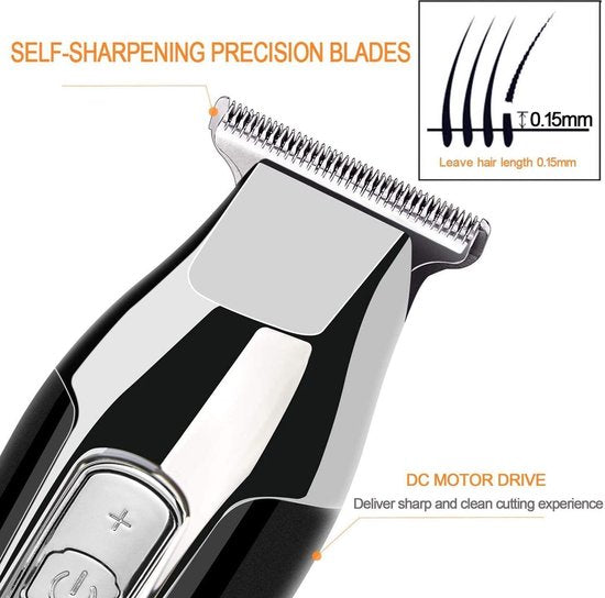 RENPHO Tondeuse voor Mannen een draadloze tondeuse, baardtrimmer een professionele Kappersset, USB oplaadbare tondeuse voor het hele gezin. De tondeuse is uitgerust met LED Display, T-Blade detail trimmer voor precisie trimmen 0.2MM