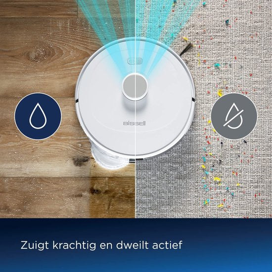 Plugstore - Bissell SpinWave R5 | Robot stofzuiger met Dweil | Slimme Navigatie met LIDAR-Technologie | Tapijt- en Vloerkleeddetectie | Krachtig Stofzuiger tot 2000 Pa | Draadloze Stofzuiger | 61 dB | Wit | 3475N