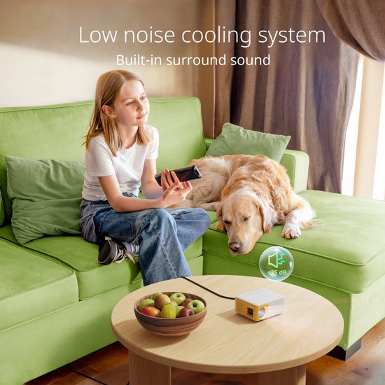 Yoton Y3 Mini Beamer - 7500 Lumen - 20000+ Uur - Compatibel met HDMI, USB, AV, Laptop, Smartphone - Wit en Geel