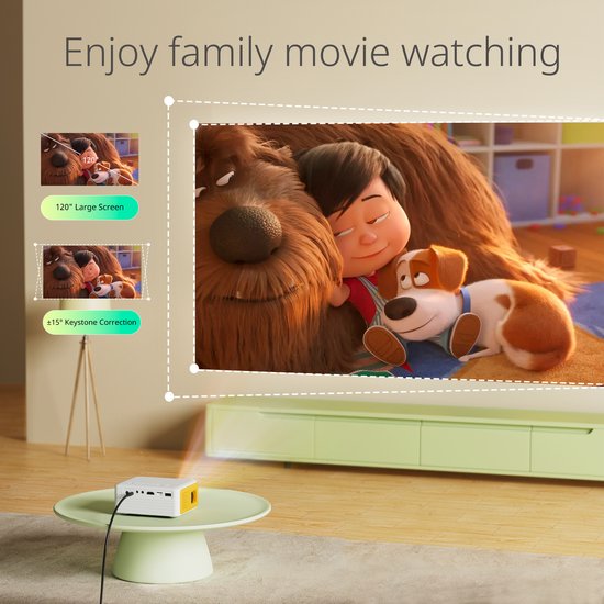 Yoton Y3 Mini Beamer - 7500 Lumen - 20000+ Uur - Compatibel met HDMI, USB, AV, Laptop, Smartphone - Wit en Geel