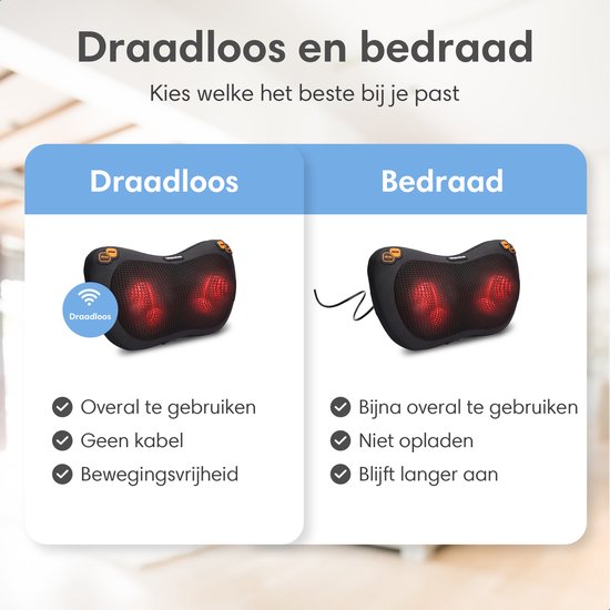 Lifeproducts Shiatsu Massagekussen - Elektrisch Nekmassage Apparaat - Massage Apparaten - Nek en Schouder Massage Apparaat - Massageapparaten met Infrarood Verwarming