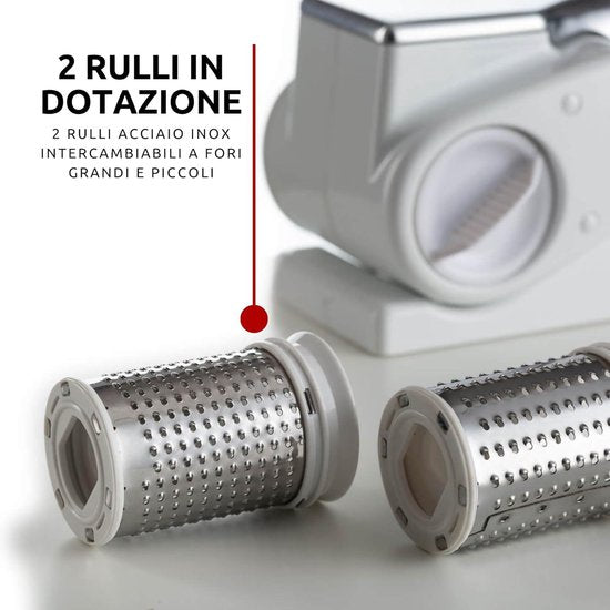 Metal 44 draadloze elektrische kaasrasp - roestvrijstalen walsen - 1 kg kaas - acculading - verschillende ingrediënten - 1500 mAh - wit kaasmolen