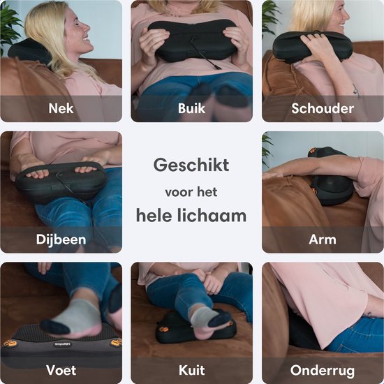 Lifeproducts Shiatsu Massagekussen - Elektrisch Nekmassage Apparaat - Massage Apparaten - Nek en Schouder Massage Apparaat - Massageapparaten met Infrarood Verwarming