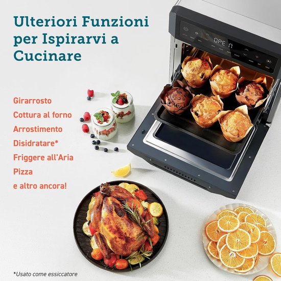 Cosori CAF-R121-SUS friteuse Enkel 12 l Vrijstaand 1800 W Heteluchtfriteuse Roestvrijstaal