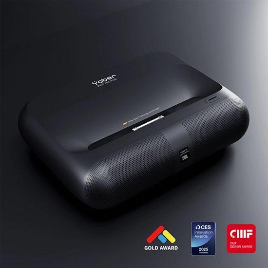 Yaber K300S Beamer – Ultra Short Throw Projector – 1000 ANSI Lumen – Full HD 1080p – Sound by JBL – Smart Projector met Google TV – Wi-Fi 6 & Bluetooth – Compacte Thuisbioscoop