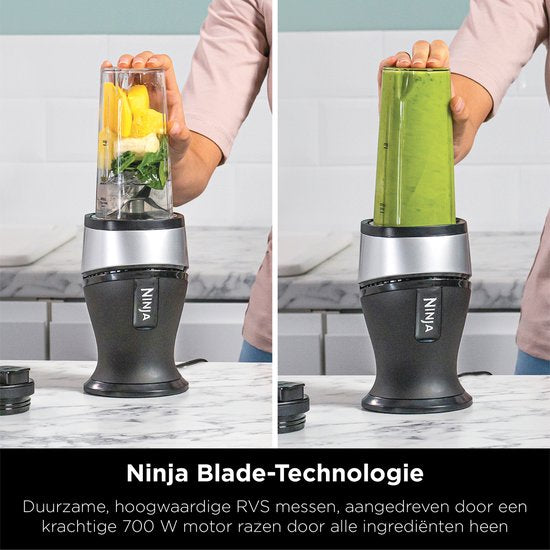 Ninja Foodi Nutri Blender - 700 Watt - Inclusief 2 Bekers-to-Go - Compact en Krachtig - QB3001EUS