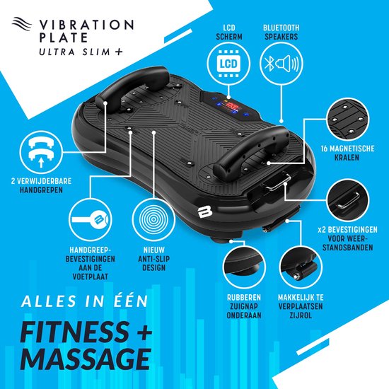 Bluefin Fitness Ultra Slim Plus Trilplaat | De Perfecte Work-out Voor Je Volledige Lichaam | Compact Design Trilplaat Met Weerstandsbanden | Vibratiefitness Voor Thuis