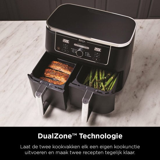 Ninja Foodi AF400EU Dubbele Airfryer XXL - Twee Kookvakken - 9.5 Liter - 2470 Watt - Dual Zone Technologie