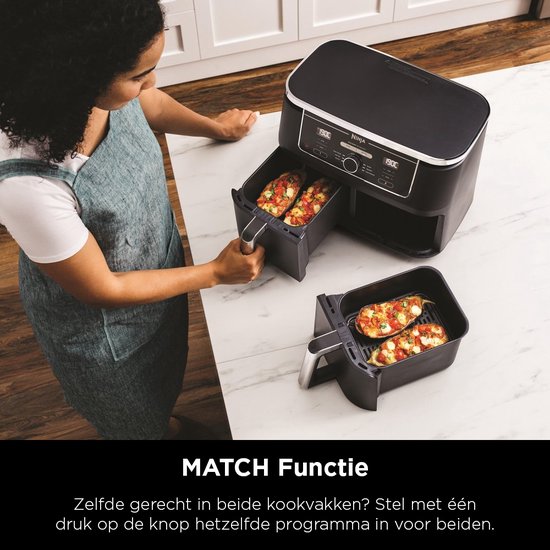Ninja Foodi AF400EU Dubbele Airfryer XXL - Twee Kookvakken - 9.5 Liter - 2470 Watt - Dual Zone Technologie