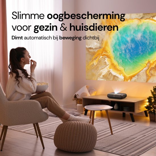 Yaber K300S Beamer – Ultra Short Throw Projector – 1000 ANSI Lumen – Full HD 1080p – Sound by JBL – Smart Projector met Google TV – Wi-Fi 6 & Bluetooth – Compacte Thuisbioscoop