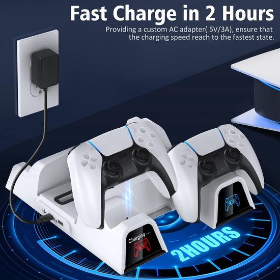 OIVO Oplaadstation met Koelventilatoren geschikt voor Playstation 5 Digital & Playstation 5 Disk - Verticale Docking Station voor PS5 - Oplader voor PS5
