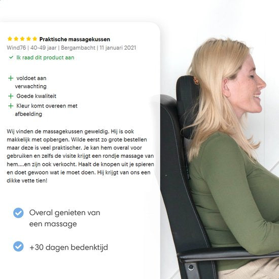 Lifeproducts Shiatsu Massagekussen - Elektrisch Nekmassage Apparaat - Massage Apparaten - Nek en Schouder Massage Apparaat - Massageapparaten met Infrarood Verwarming