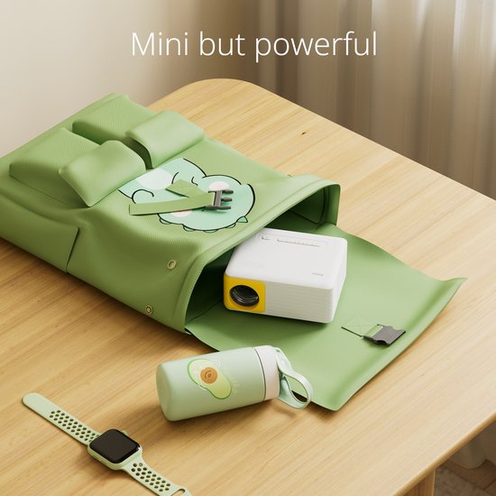 Yoton Y3 Mini Beamer - 7500 Lumen - 20000+ Uur - Compatibel met HDMI, USB, AV, Laptop, Smartphone - Wit en Geel