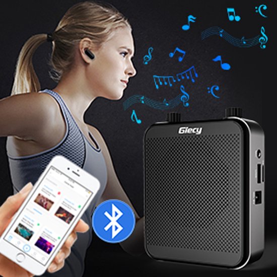 Spraakversterker - Stemversterker - geluidversterker - Draagbare Bluetooth Luidspreker (30 W) met 7,4 V/2800 mAh Lithium Batterij en Microfoon Headset - Oplaadbare Stemversterker voor Leraren - Reizigers - Vergaderingen - Muzikanten - Muziek