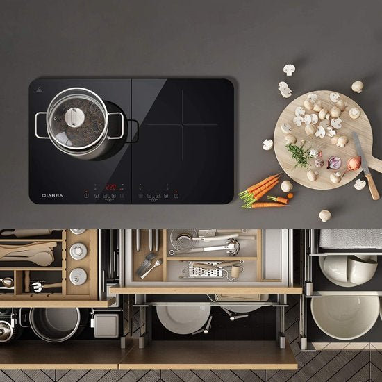 Ciarra CBTIH2 -Dubbel Inductiekookplaat - Draagbaar - 10 Temperatuurniveau's - Touchscreen - Veiligheidsslot
