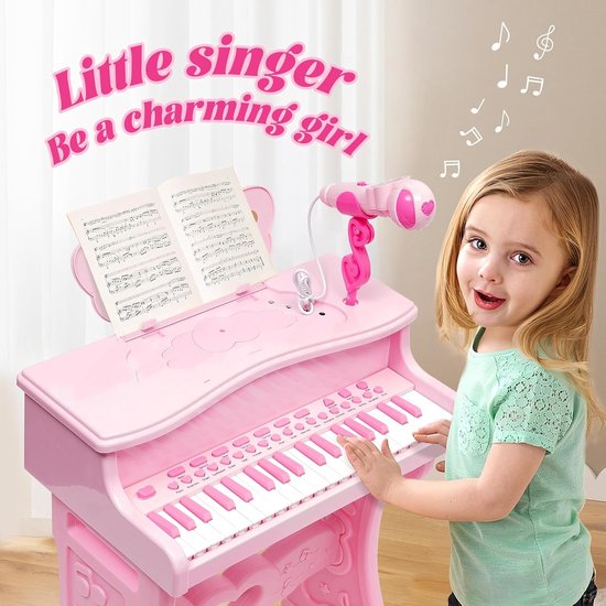 Kinderpiano - Roze muziekinstrument met 37 toetsen - Educatief speelgoed