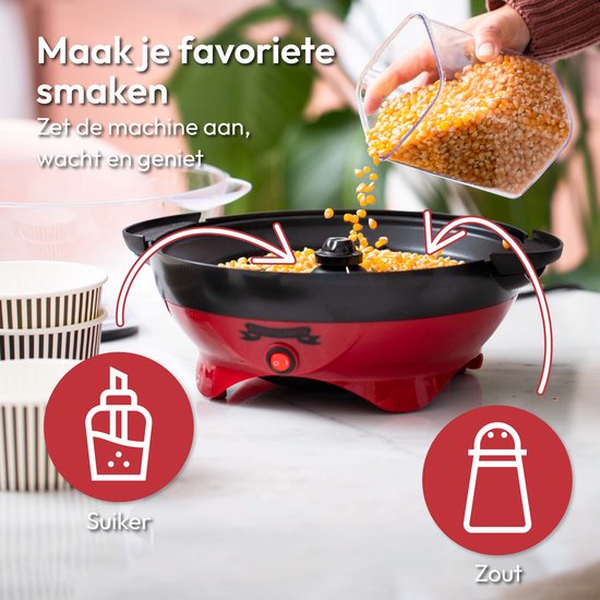 Gadgy Popcorn Machine Rond met Anti-aanbaklaag - Popcorn Maker Stil en Snel - 5 liter - Funcooking voor Party & Kids - Popcornpan - Cadeau voor Kind