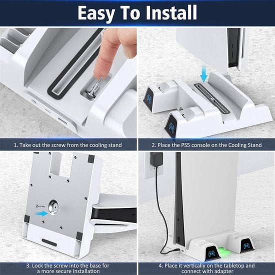 OIVO Oplaadstation met Koelventilatoren geschikt voor Playstation 5 Digital & Playstation 5 Disk - Verticale Docking Station voor PS5 - Oplader voor PS5