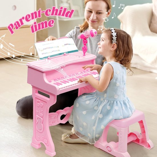 Kinderpiano - Roze muziekinstrument met 37 toetsen - Educatief speelgoed
